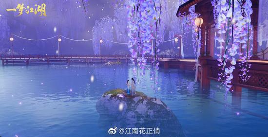 海外有仙山《一梦江湖》新地图小瀛洲实景(图5) 图源玩家@江南花正俏
